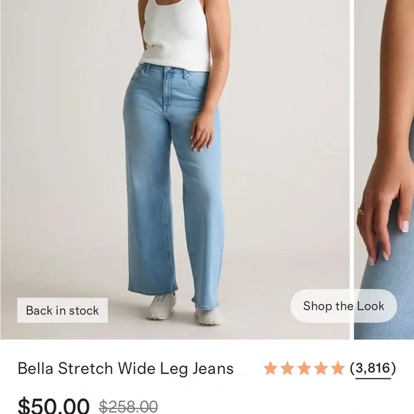 Quince Bella Stretch Wide Leg Jeans Size 28x34 - Picture 4 of 4